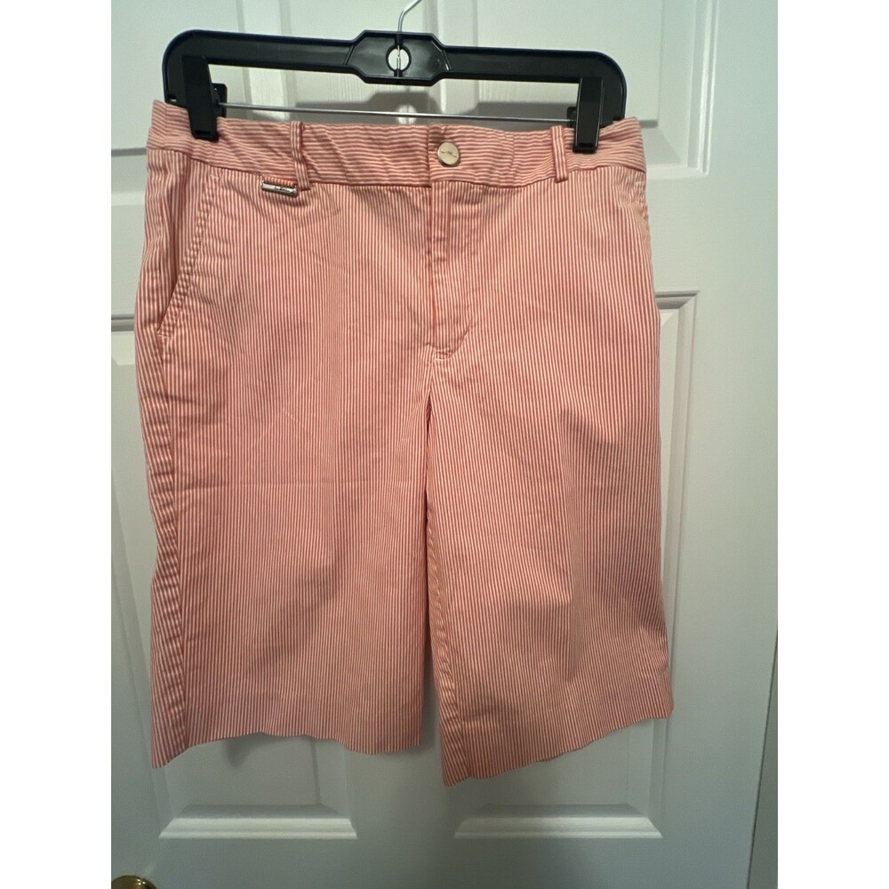 Lauren Ralph Lauren Active Pink and White Stripped Bermuda Shorts Size 6
